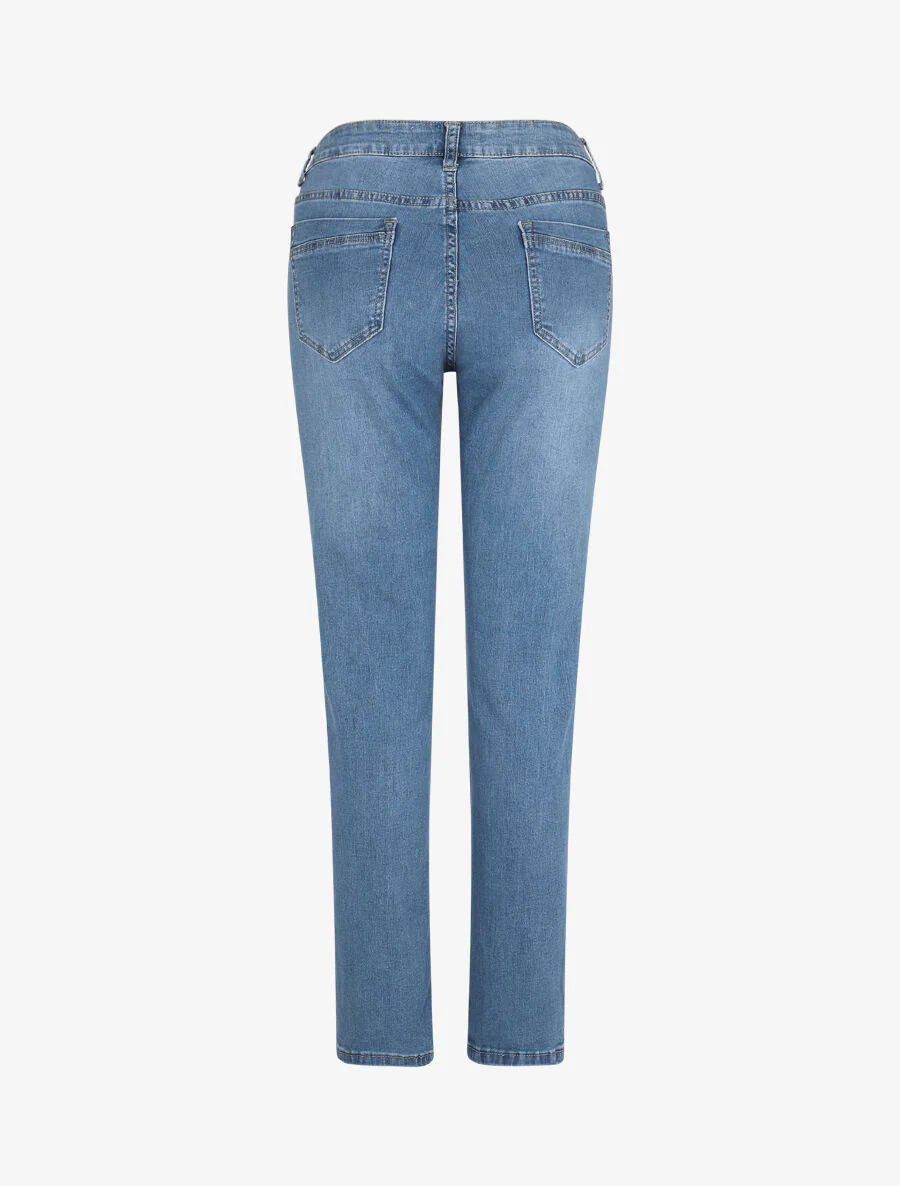 Jean grande taille coupe droite - Bleu - Image 2