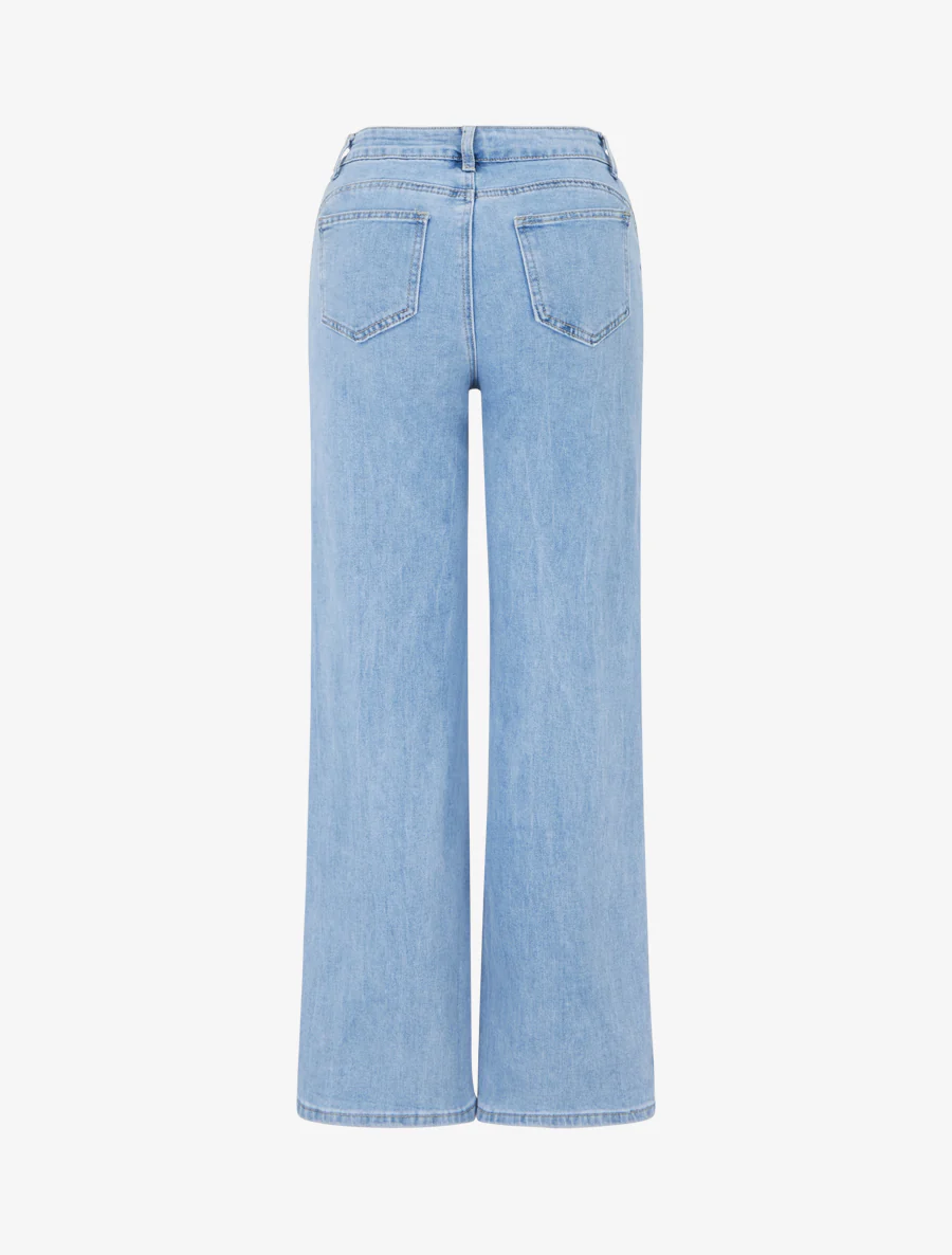 Jean grande taille coupe droite - Bleu - Image 2