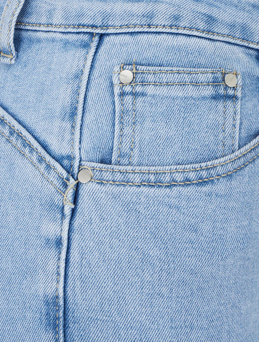 Jean grande taille coupe droite - Bleu - Image 3