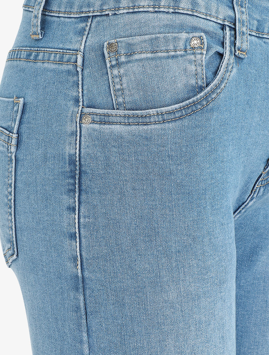 Jean grande taille droit à taille standard - Bleu clair - Image 3