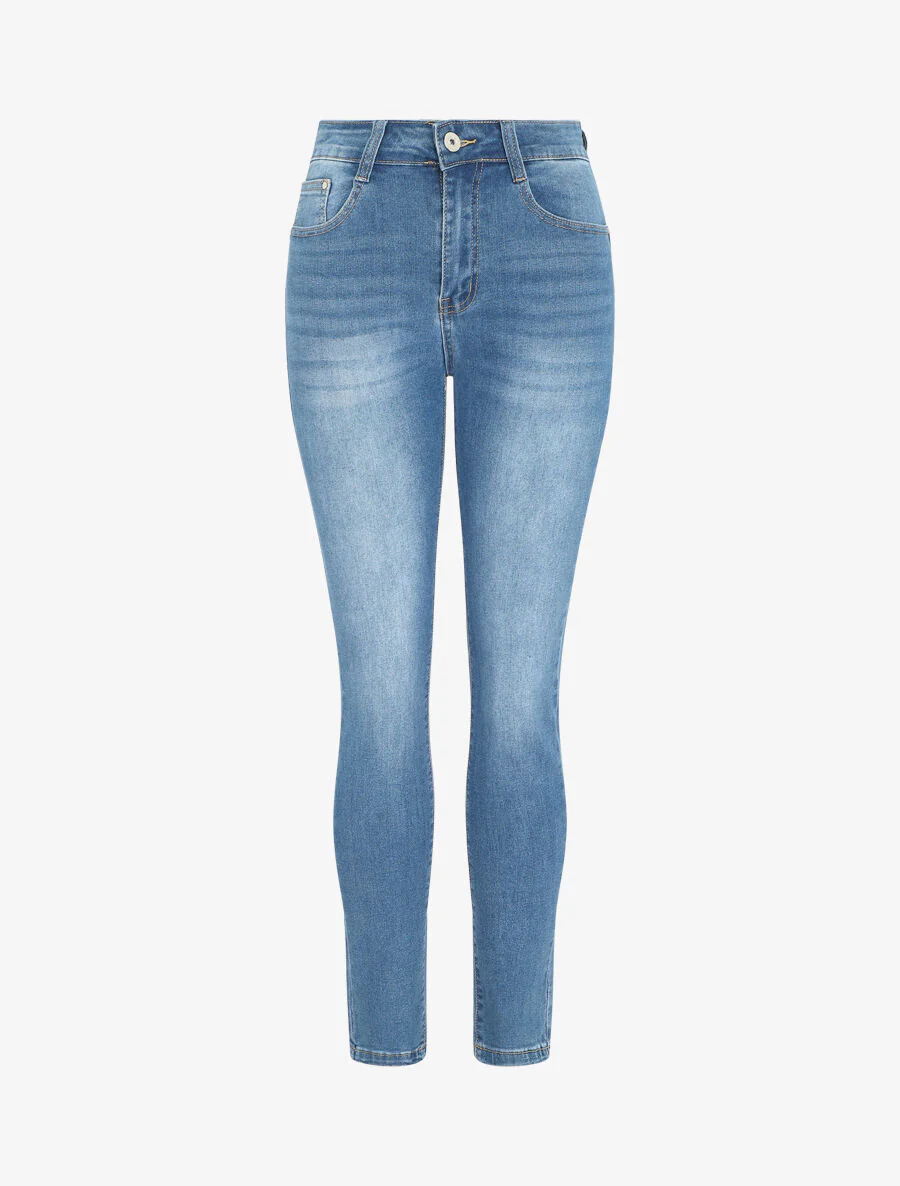 Jean grande taille push up coupe droite - Bleu