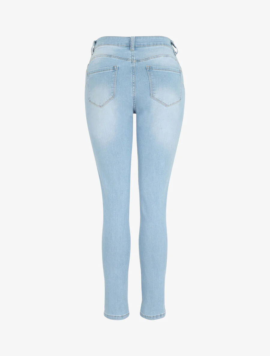 Jean grande taille push up coupe droite - Bleu - Image 2