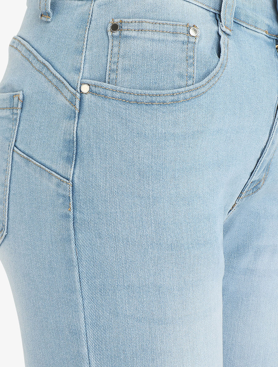 Jean grande taille push up coupe droite - Bleu - Image 3