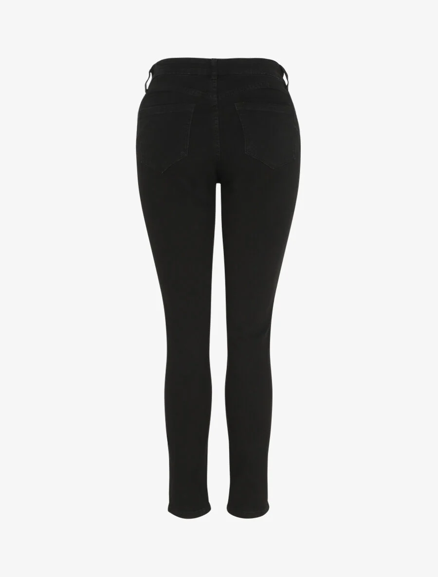 Jean grande taille push up coupe droite - Noir - Image 2