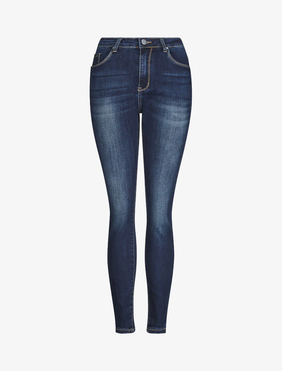Jean grande taille slim à taille haute - Bleu foncé