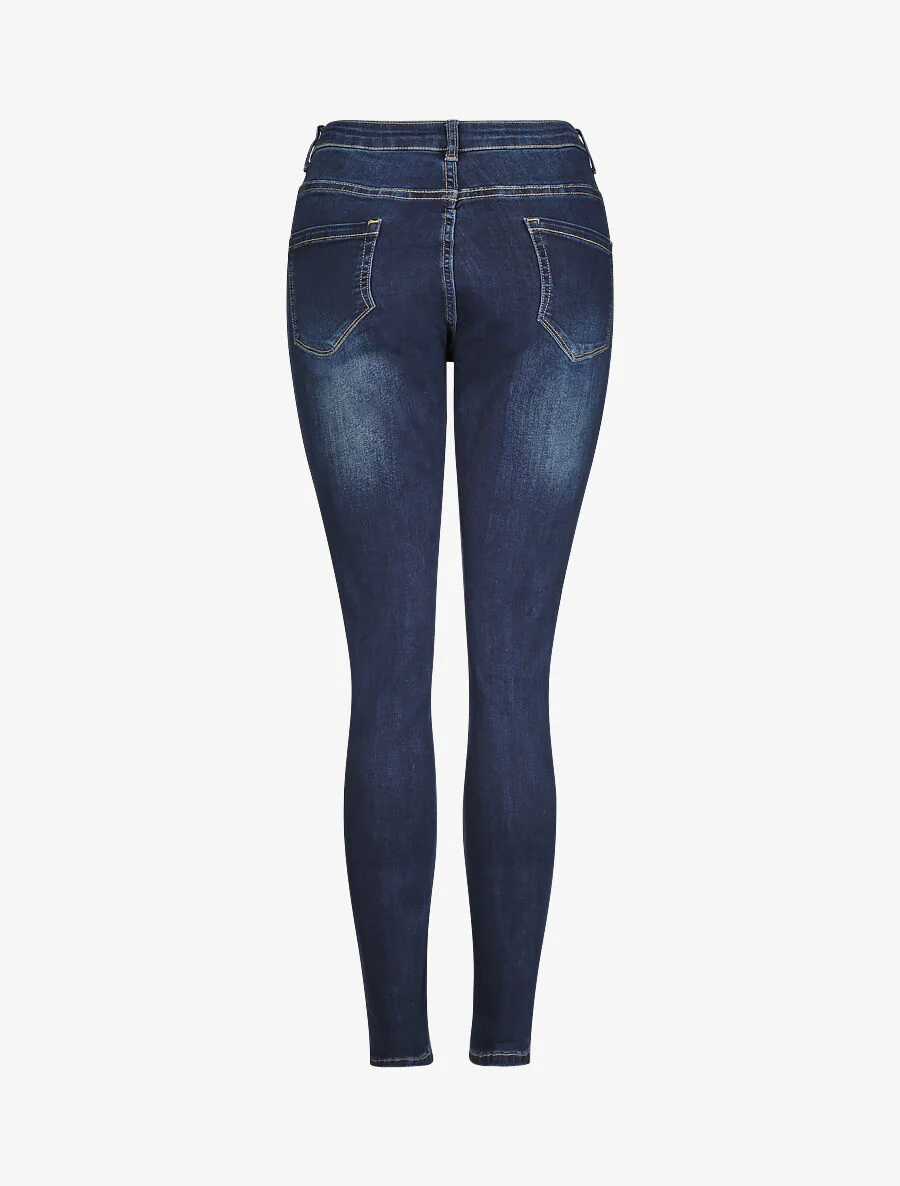 Jean grande taille slim à taille haute - Bleu foncé - Image 2