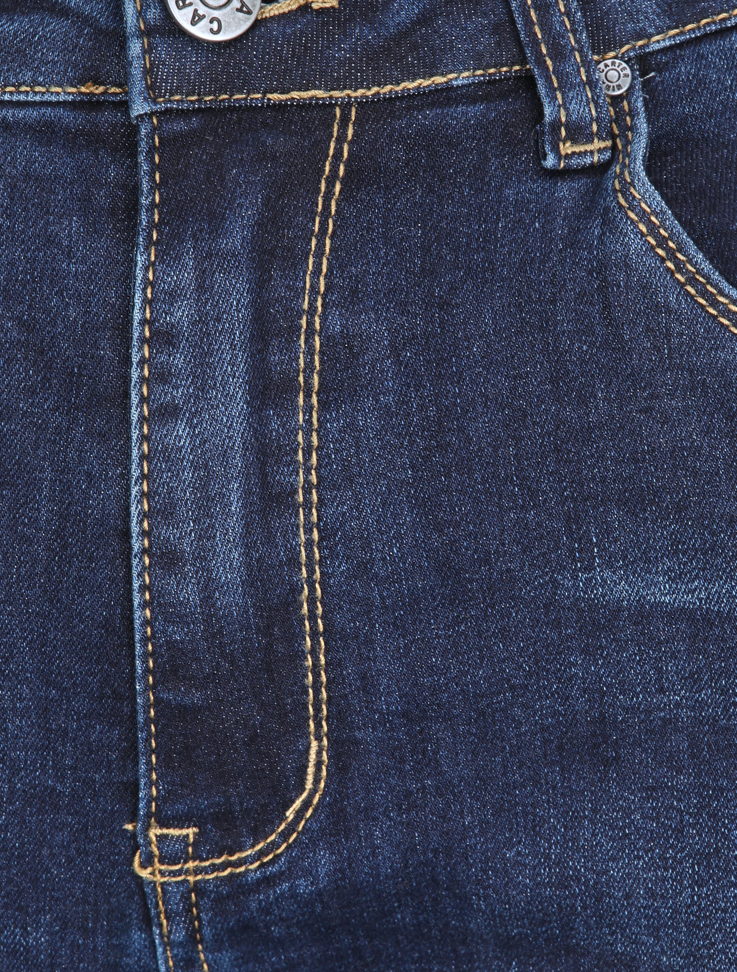 Jean grande taille slim à taille haute - Bleu foncé - Image 3