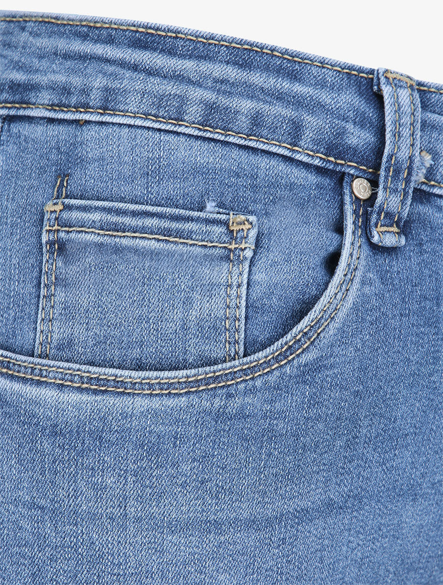 Jean grande taille slim à taille haute - Bleu denim - Image 3