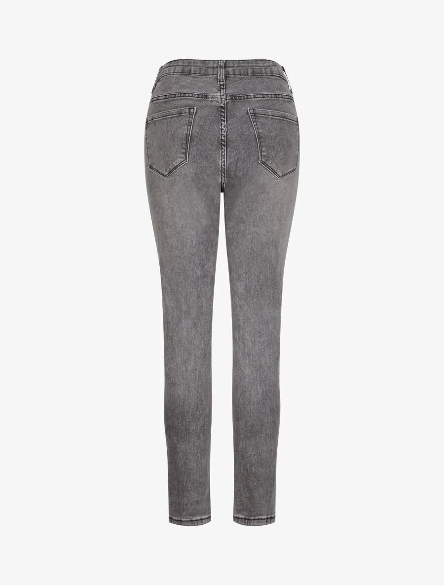 Jean grande taille slim à taille haute - Gris - Image 2