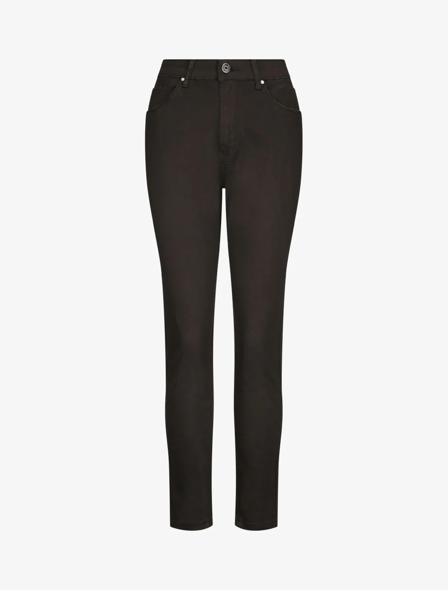 Jean grande taille slim uni à taille haute - Noir
