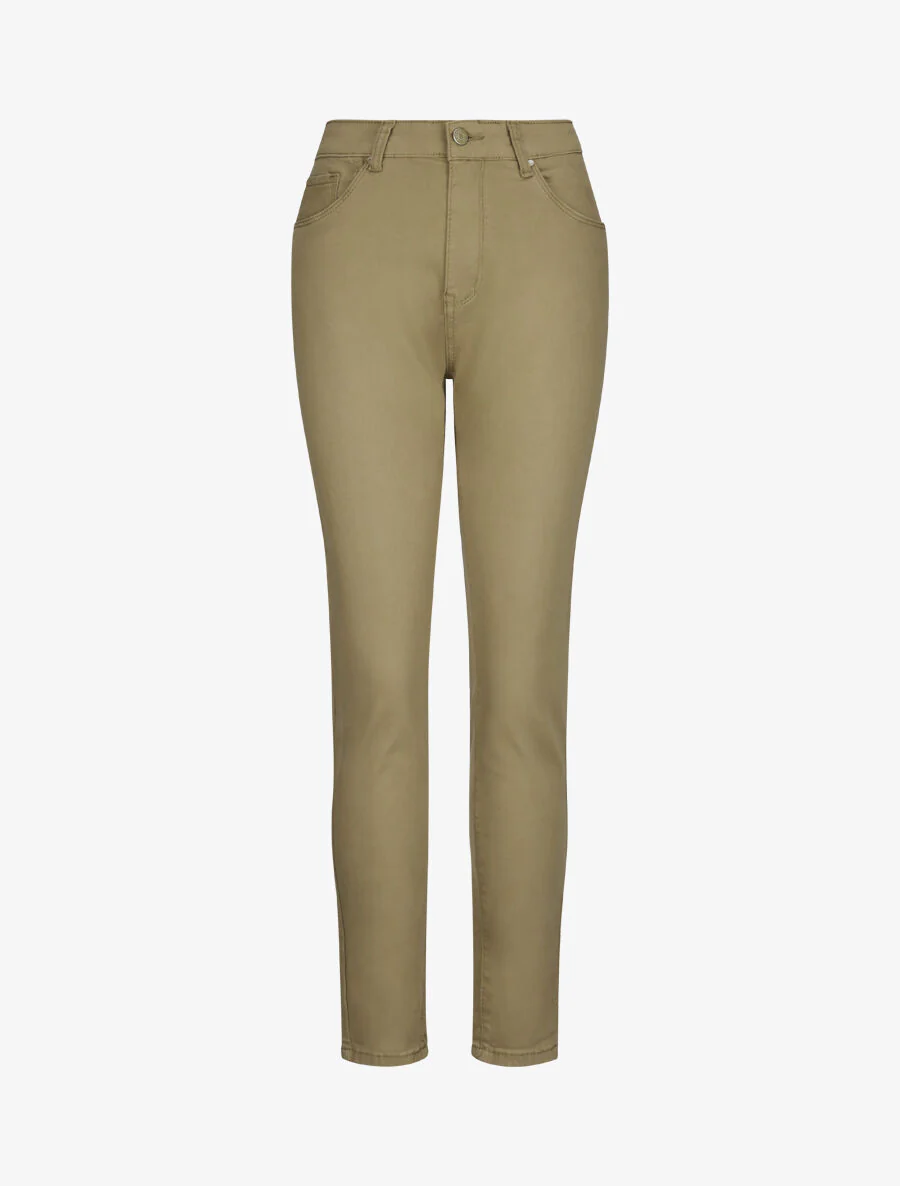 Jean grande taille slim uni à taille haute - Kaki
