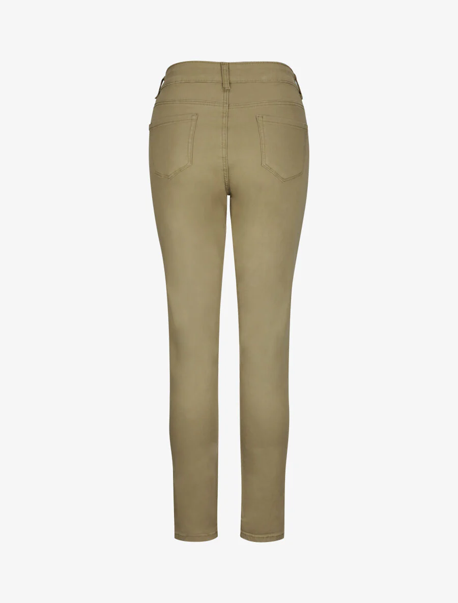 Jean grande taille slim uni à taille haute - Kaki - Image 2