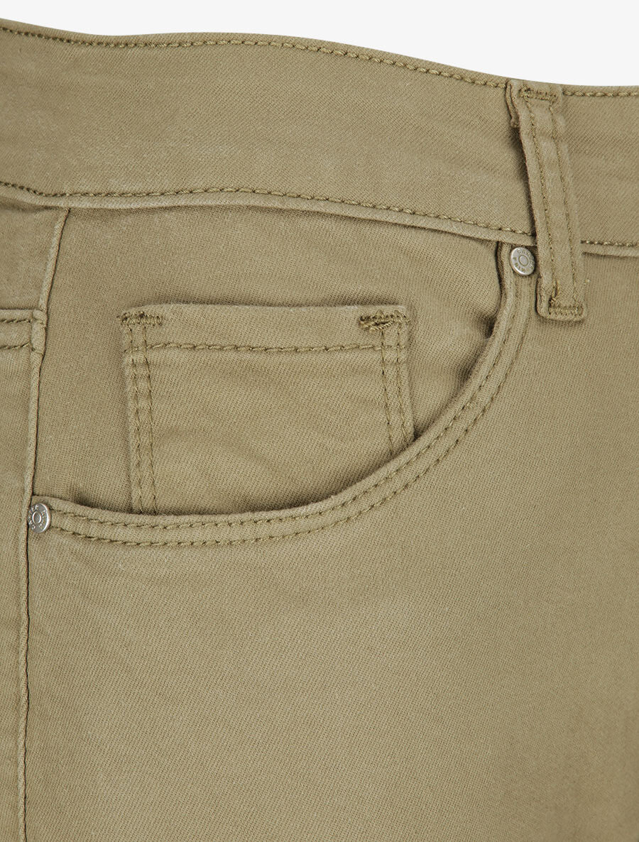 Jean grande taille slim uni à taille haute - Kaki - Image 3