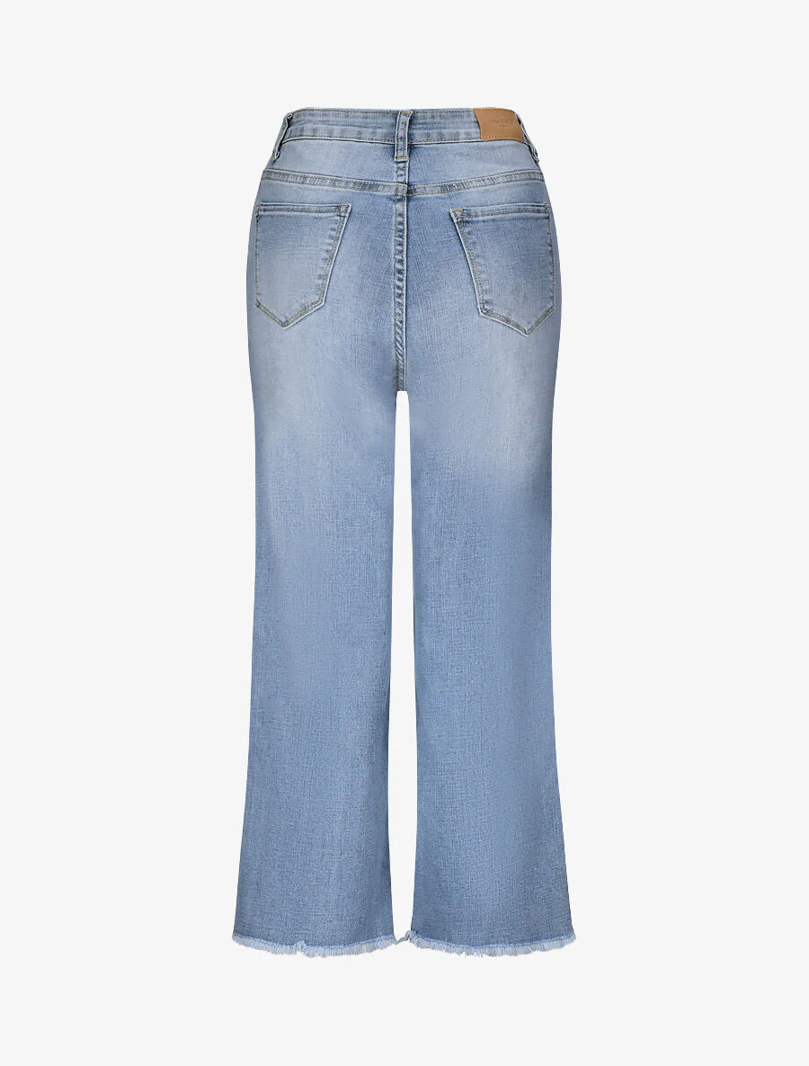 Jean large 7/8 taille haute et bords coupe franche - Bleu clair - Image 2