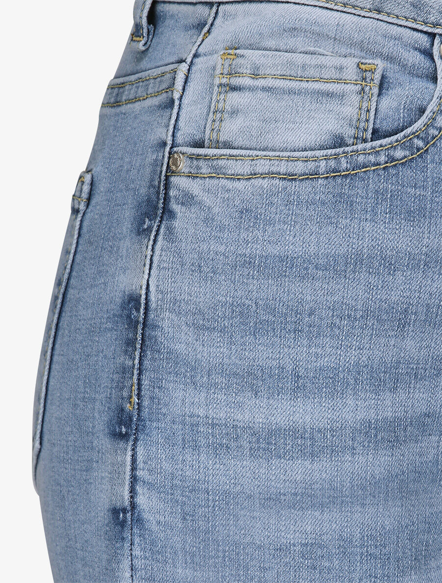Jean large 7/8 taille haute et bords coupe franche - Bleu clair - Image 3