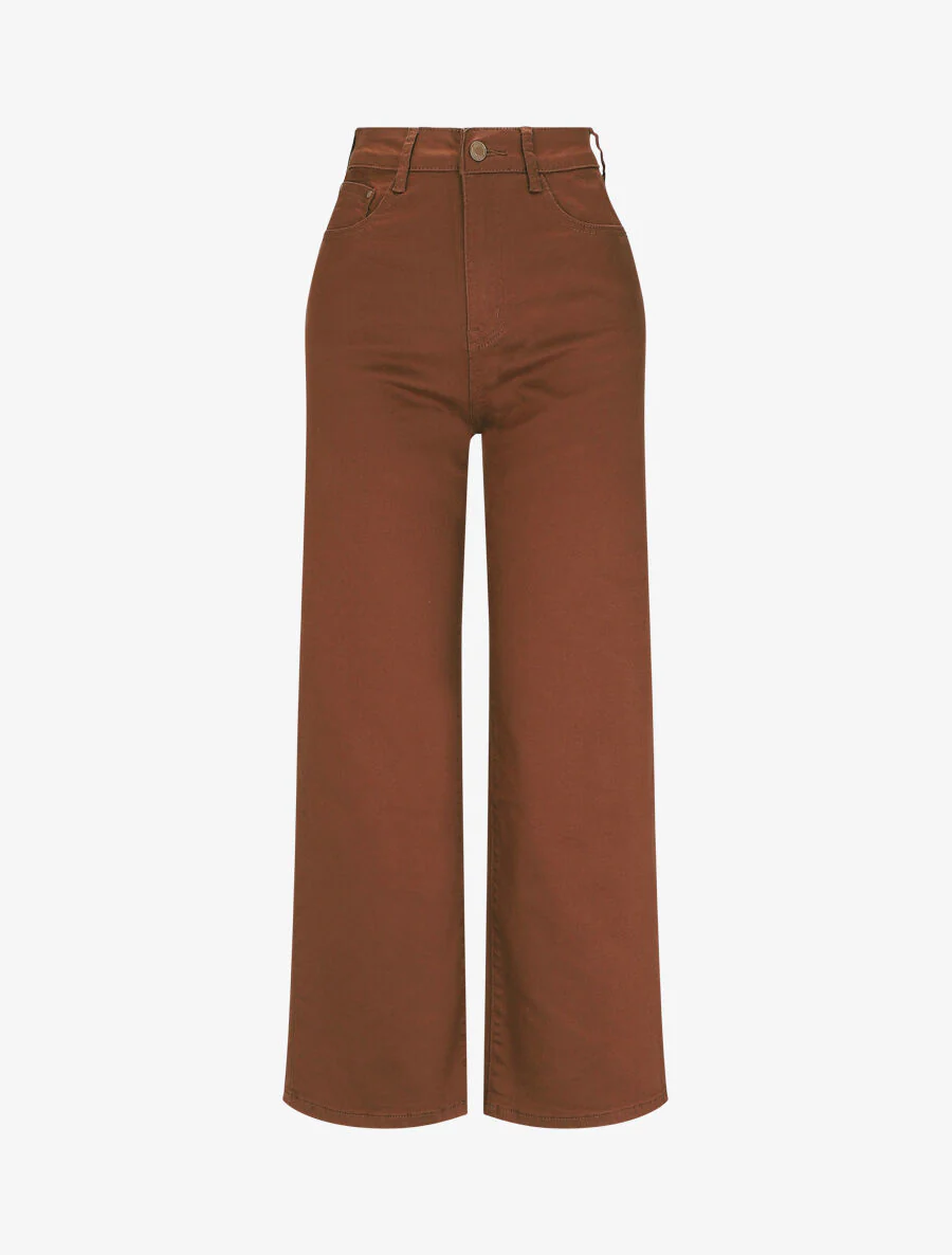 Jean large coupe droite - Marron