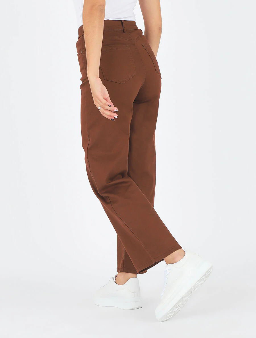 Jean large coupe droite - Marron - Image 5