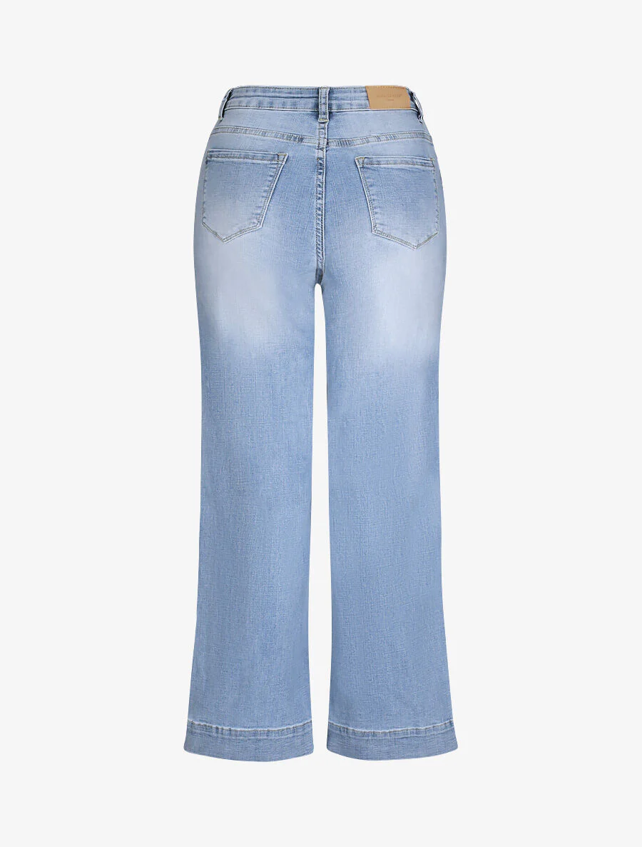 Jean large délavé taille haute - Bleu clair - Image 2