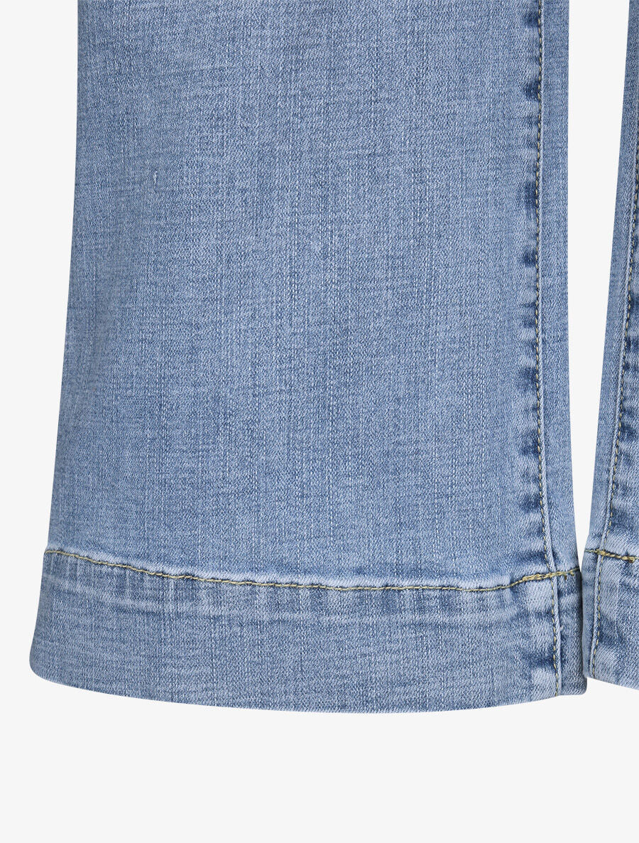 Jean large délavé taille haute - Bleu clair - Image 3