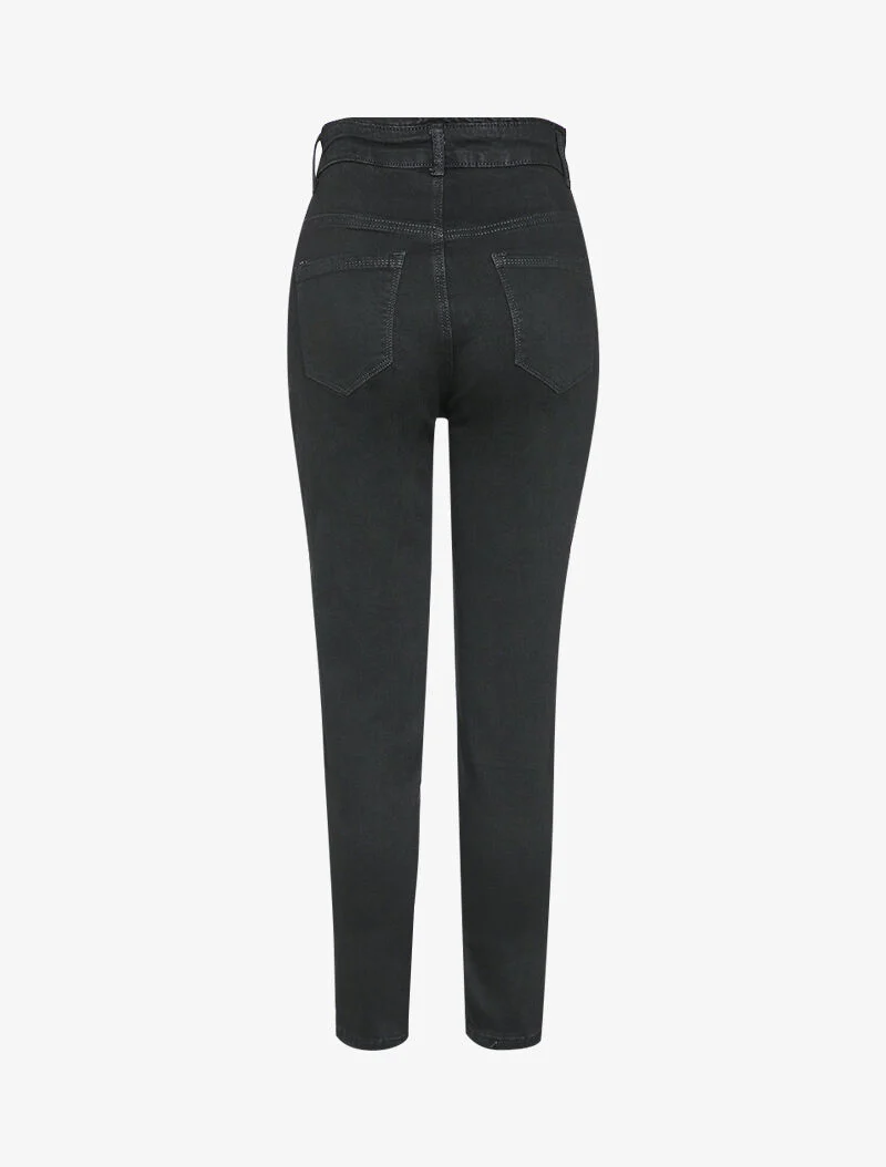 Jean mom à taille empire - Noir - Image 2