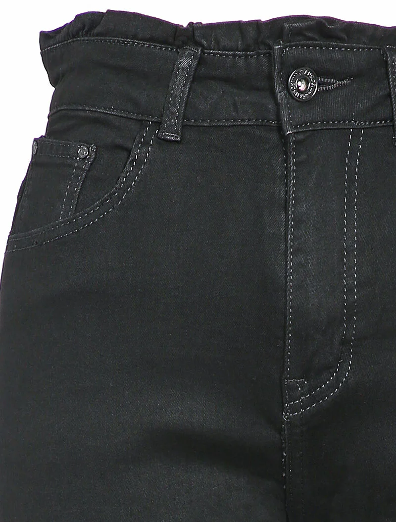 Jean mom à taille empire - Noir - Image 3