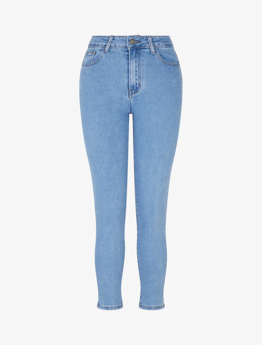 Jean mom basique taille standard - Bleu