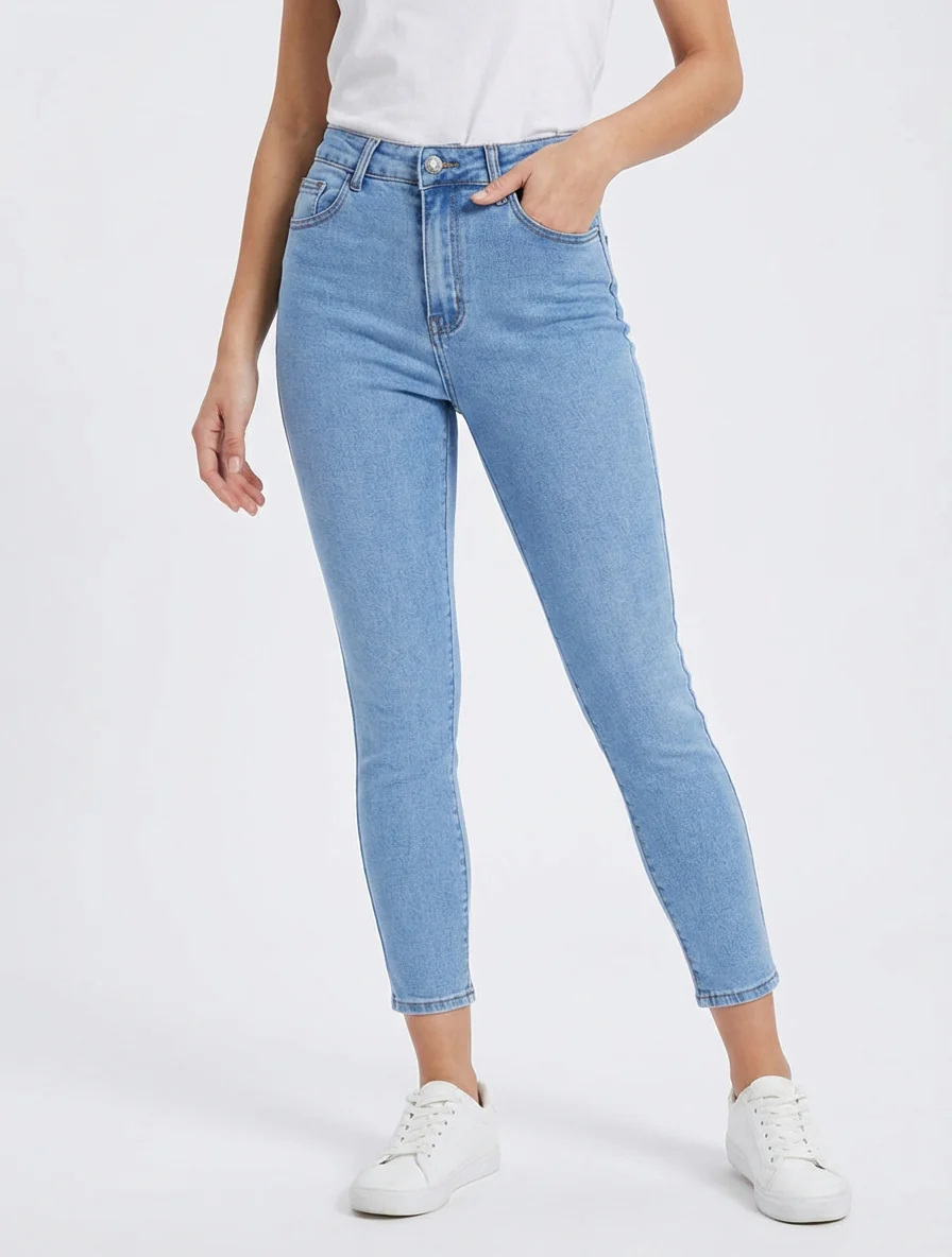 Jean mom basique taille standard - Bleu - Image 4