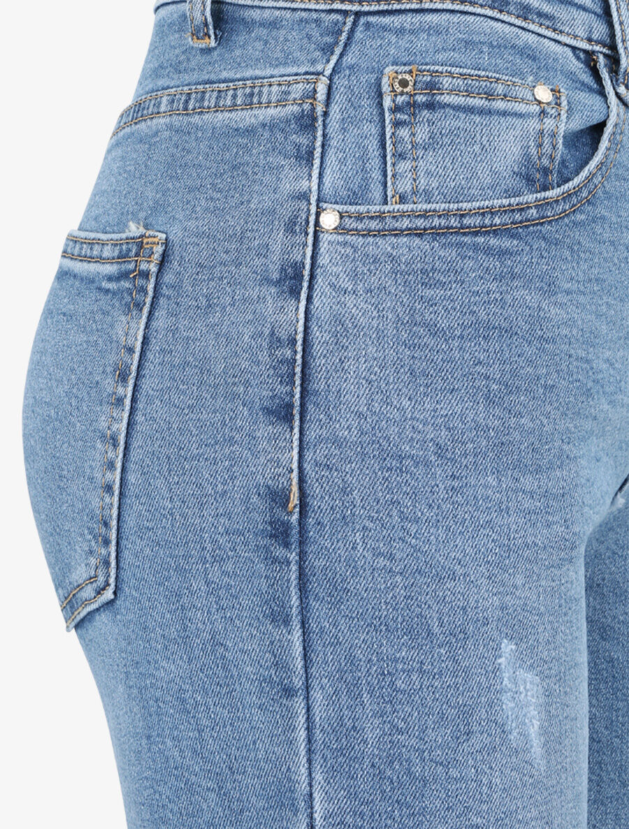 Jean mom déchiré - Bleu - Image 3