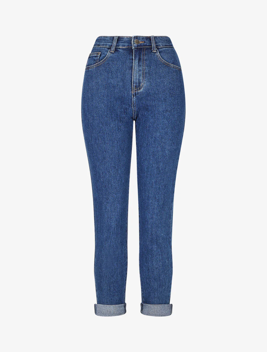 Jean mom fit à revers - Bleu