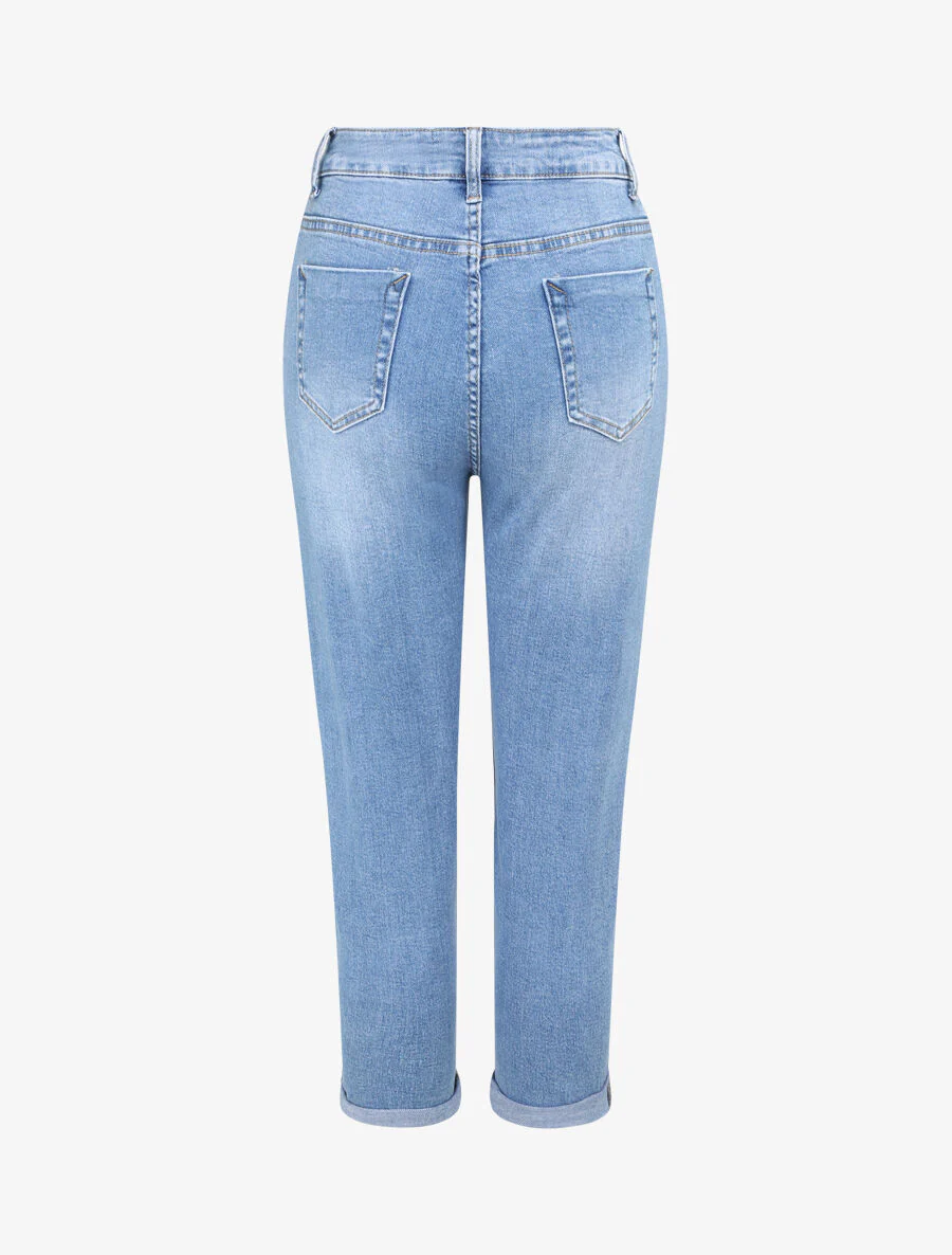 Jean mom fit légérement délavé - Denim clair - Image 2