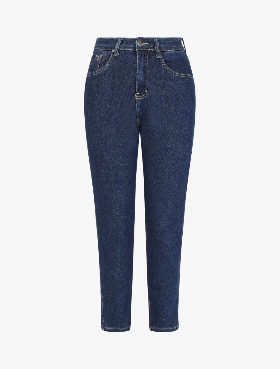 Jean mom taille haute - Bleu brut