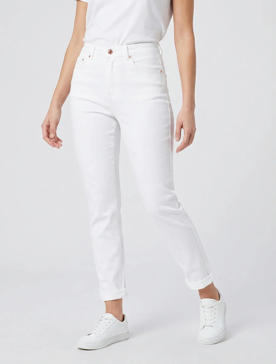 Jean mom taille haute - Blanc - Image 4