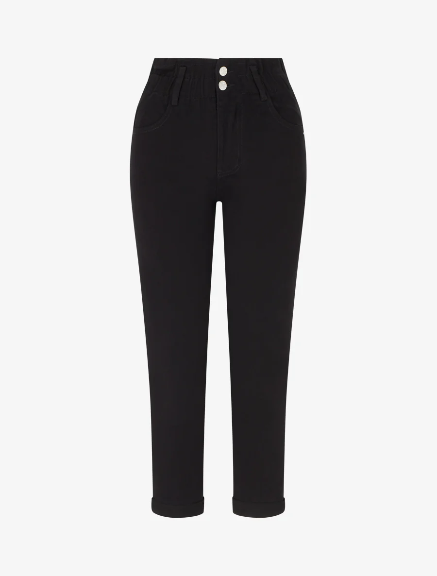 Jean mom taille haute élastiquée - Noir