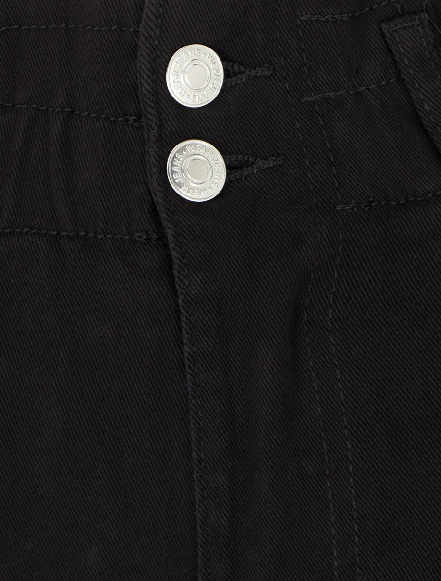 Jean mom taille haute élastiquée - Noir - Image 3