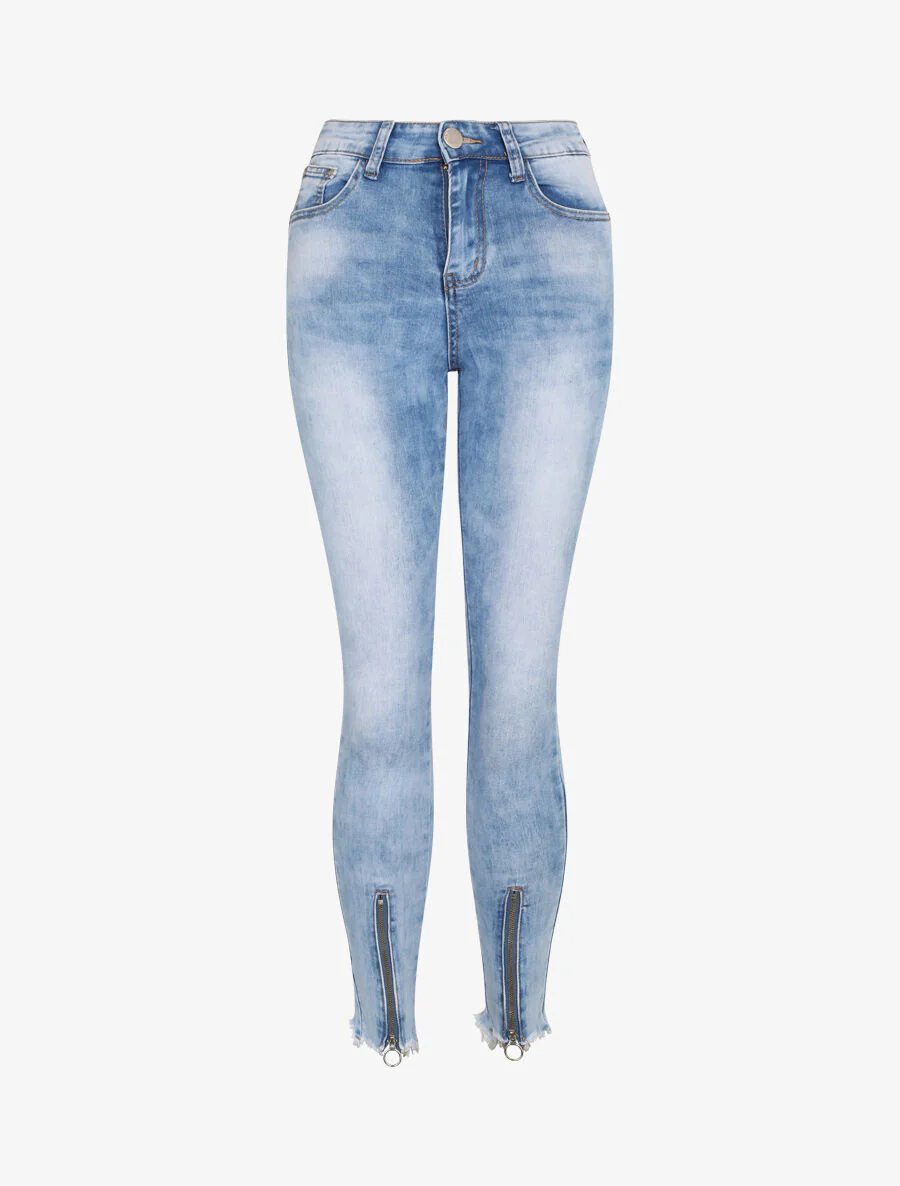 Jean push up à bords à zips - Bleu
