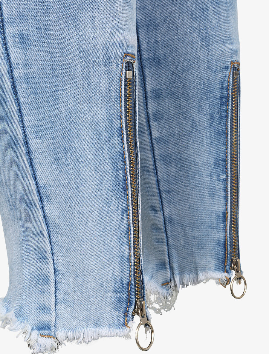 Jean push up à bords à zips - Bleu - Image 3
