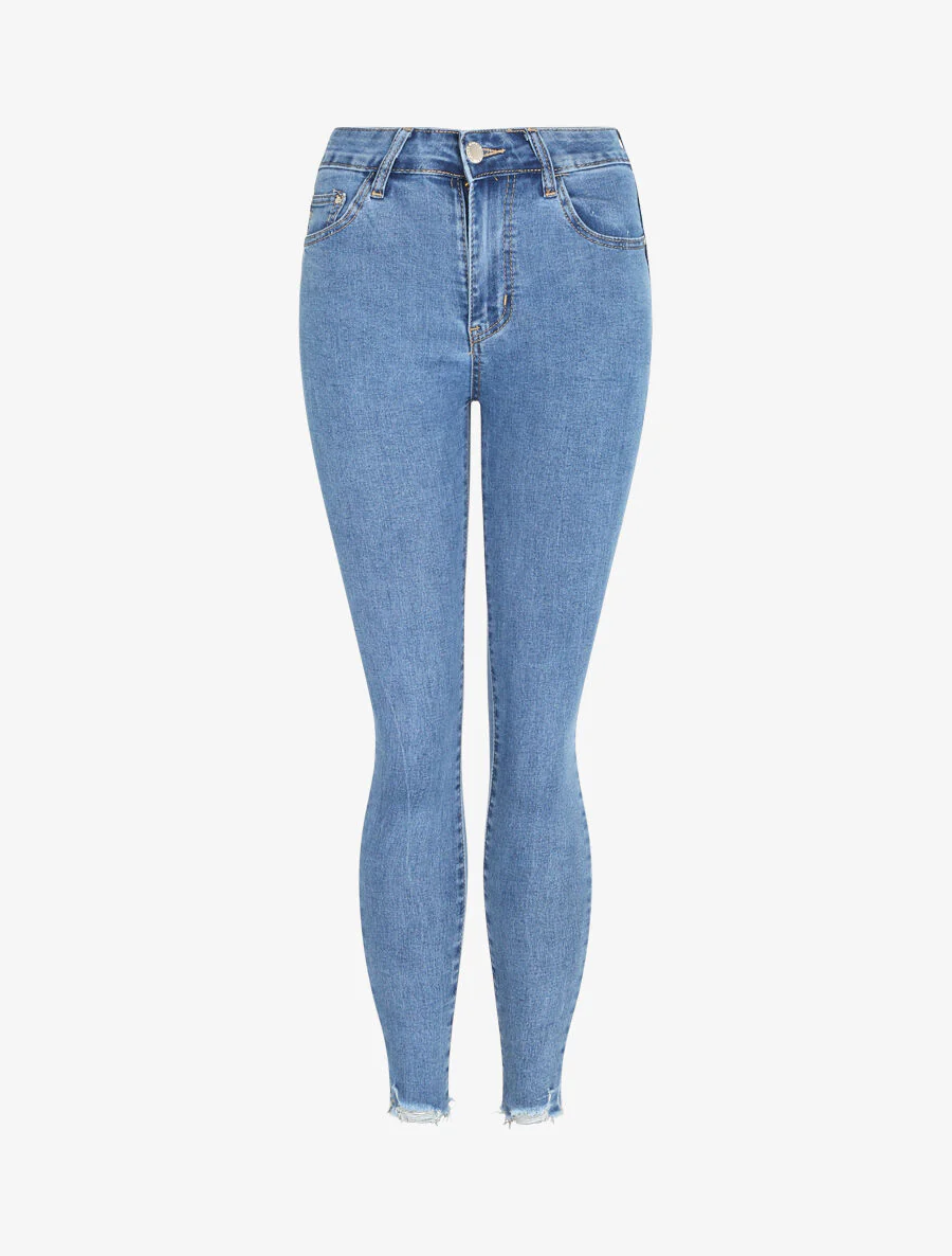 Jean push up à bords déchirés - Bleu clair