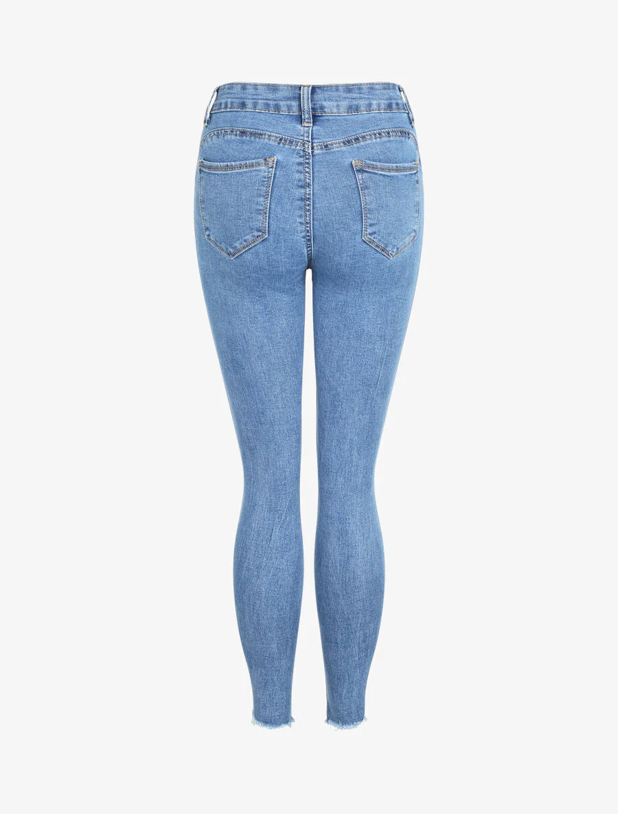 Jean push up à bords déchirés - Bleu clair - Image 2