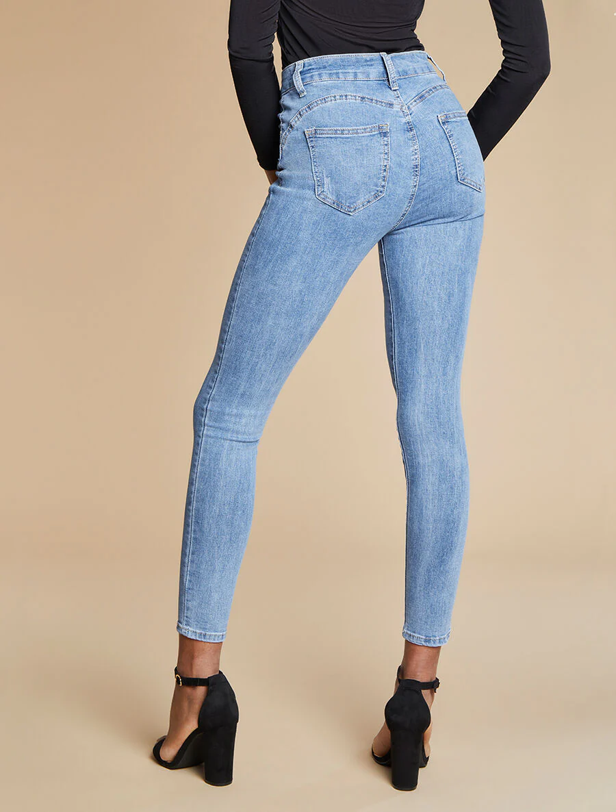 Jean push up à détail griffures - Bleu clair - Image 2