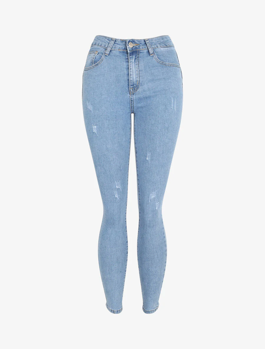 Jean push up à détail griffures - Bleu clair - Image 3