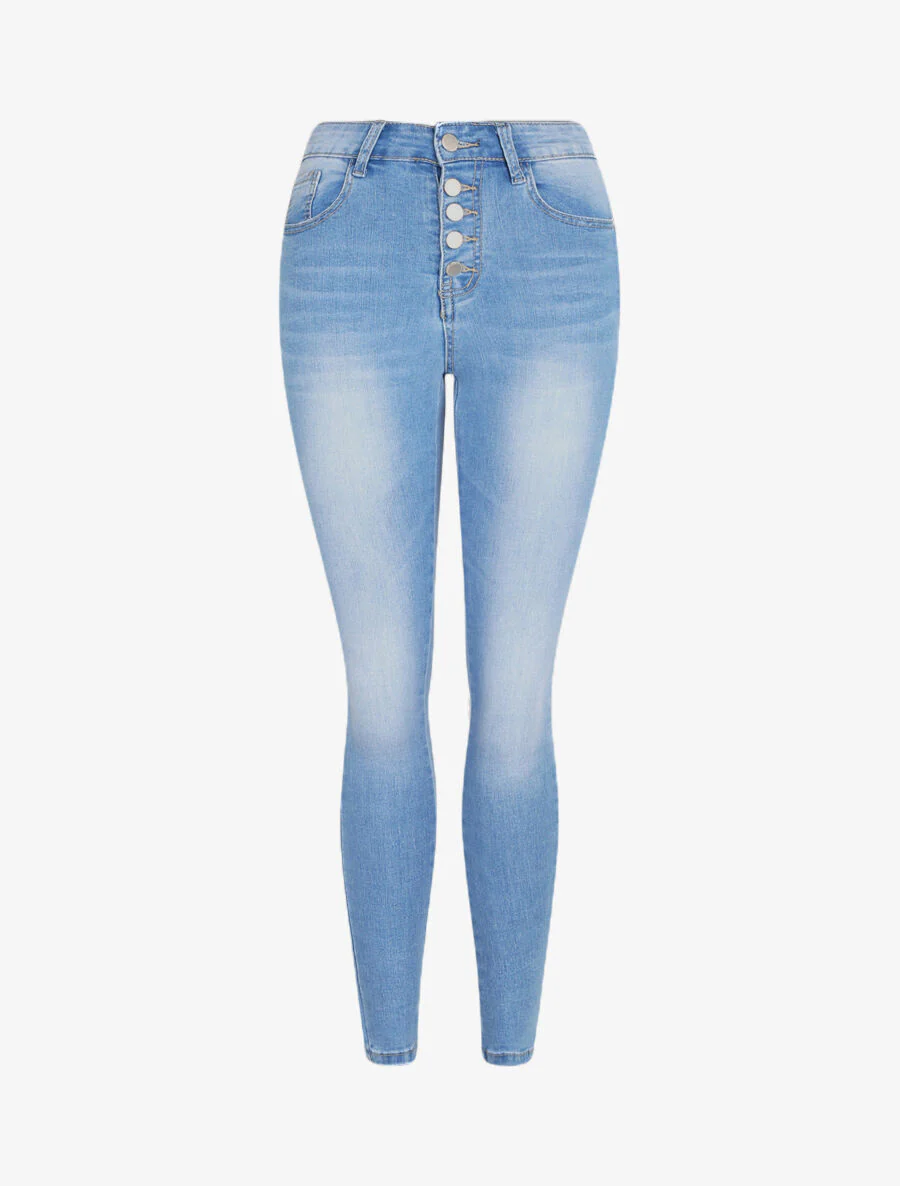 Jean push up à fermeture boutonnée - Bleu clair