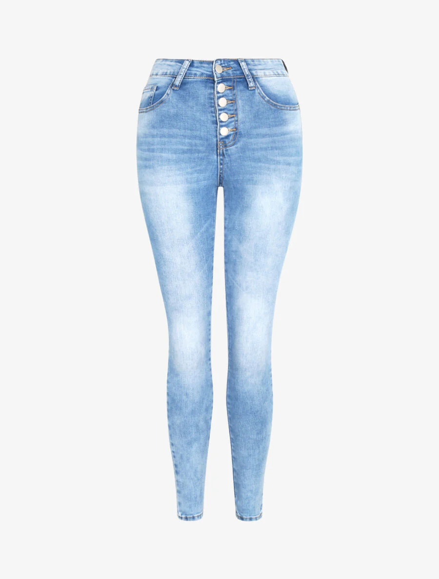 Jean push up à fermeture boutonnée - Bleu