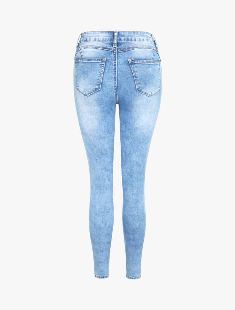 Jean push up à fermeture boutonnée - Bleu - Image 2