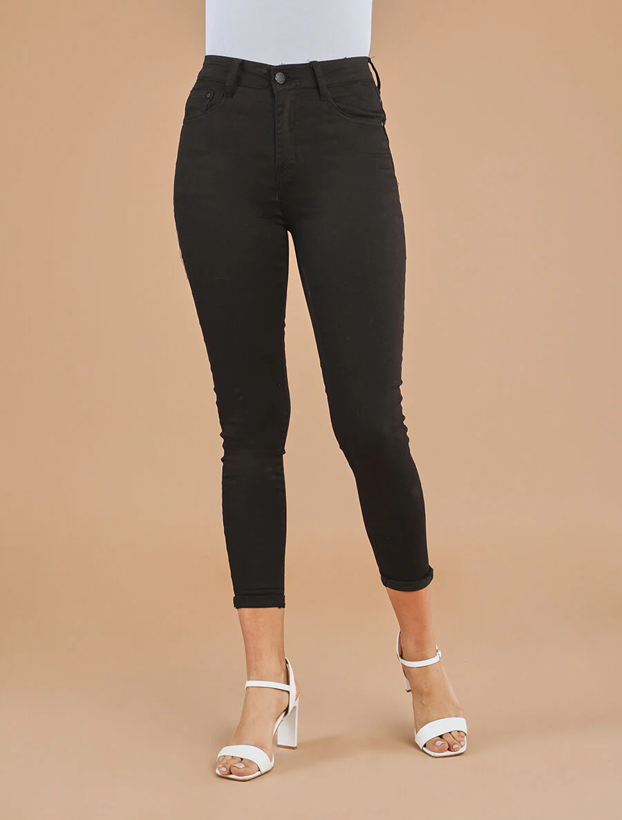 Jean push up à revers coupe skinny - Noir