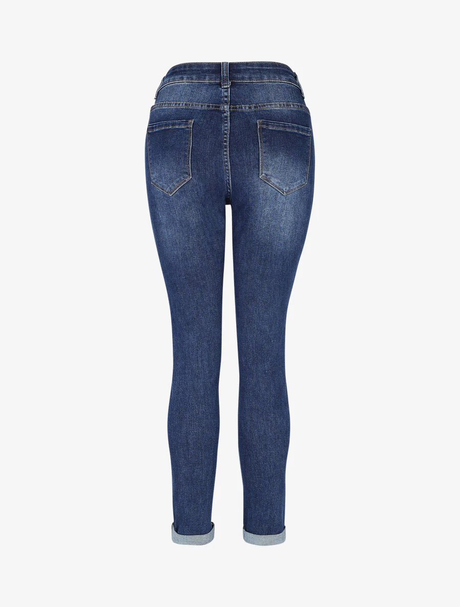 Jean push up à revers coupe slim - Bleu - Image 2