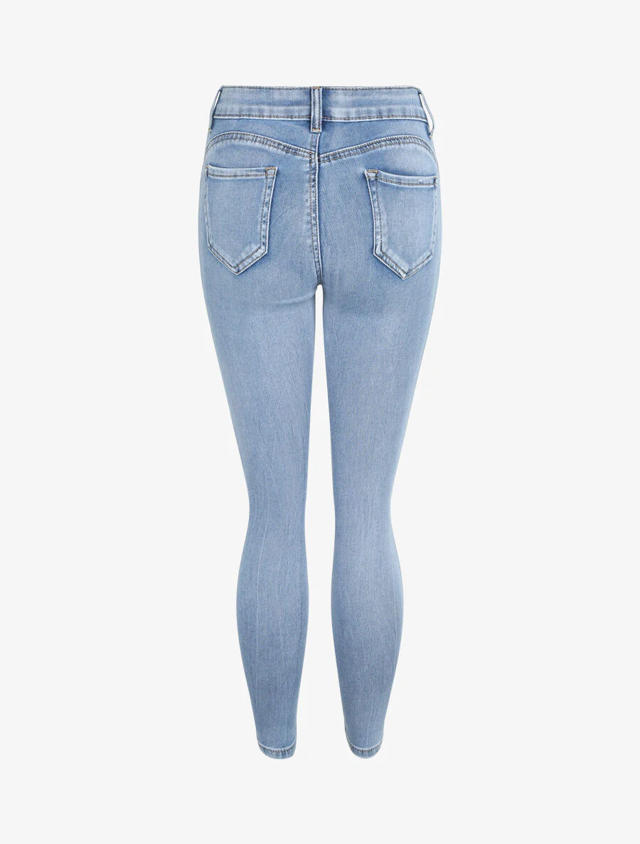 Jean push up à taille à coutures en V - Bleu - Image 2