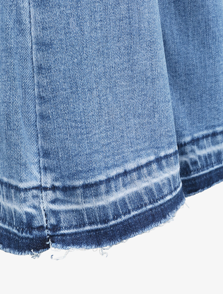Jean push up coupe flare à bords délavés - Bleu denim - Image 3