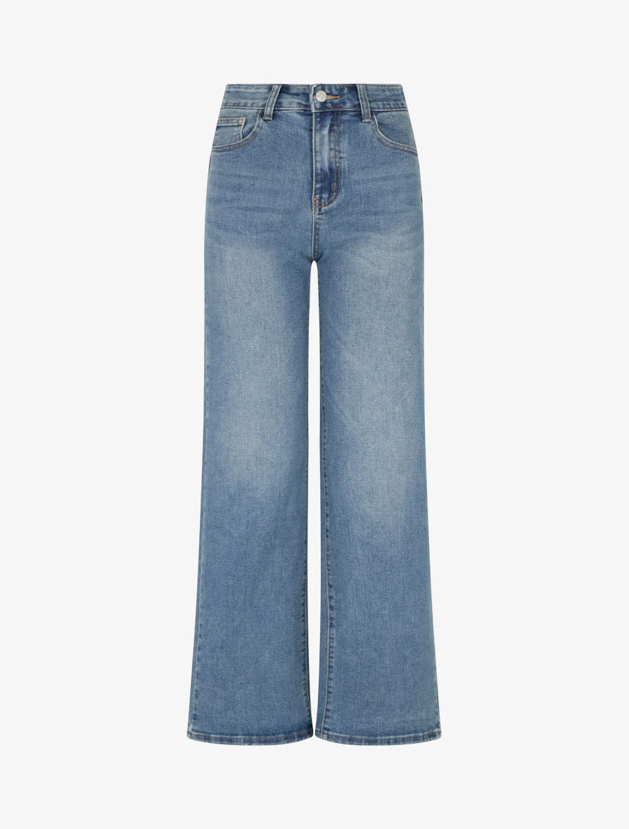 Jean push-up délavé coupe ample - Bleu