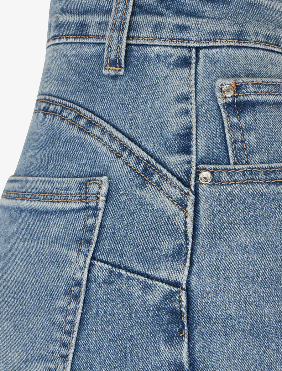 Jean push-up délavé coupe ample - Bleu - Image 3