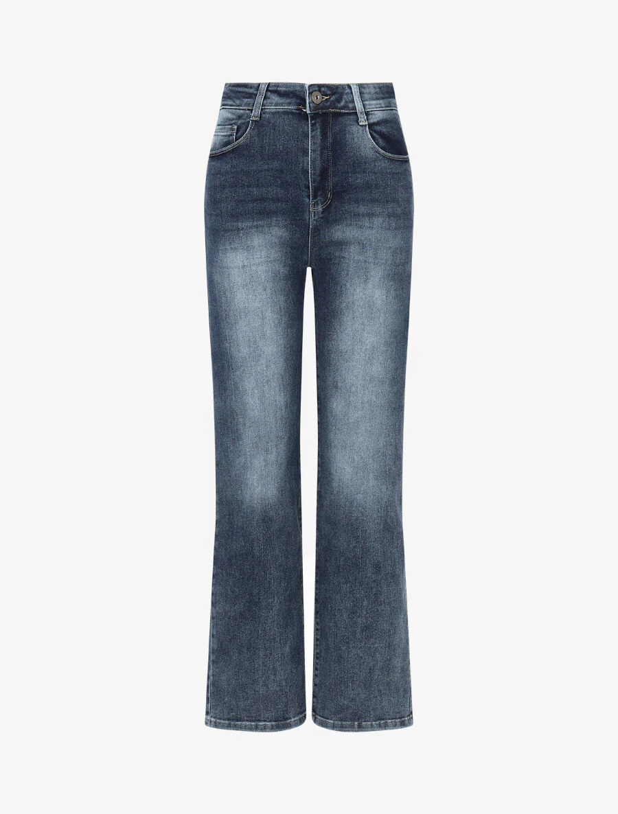 Jean push up délavé coupe droite - Bleu